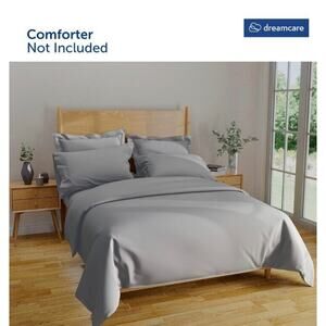 King Dreamcare‎ Washed Microfiber Duvet Cover Duvet Cover Set 5 Pcs, Light Gray
